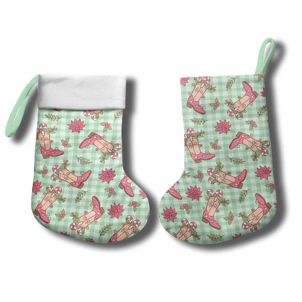 Green Paniolo Palaka Hawaiian Cowgirl Christmas Stocking - Polynesian Pride