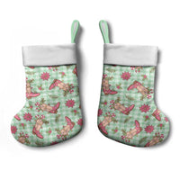 Green Paniolo Palaka Hawaiian Cowgirl Christmas Stocking - Polynesian Pride