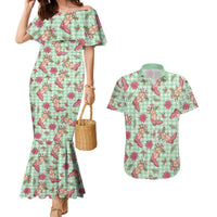 Green Paniolo Palaka Hawaiian Cowgirl Christmas Couples Matching Mermaid Dress and Hawaiian Shirt LT9 Green - Polynesian Pride