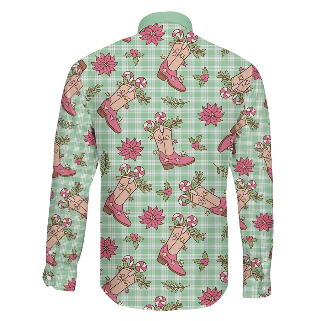 Green Paniolo Palaka Hawaiian Cowgirl Christmas Family Matching Off Shoulder Short Dress and Hawaiian Shirt LT9 - Polynesian Pride