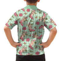 Green Paniolo Palaka Hawaiian Cowgirl Christmas Family Matching Puletasi and Hawaiian Shirt LT9 - Polynesian Pride