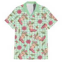 Green Paniolo Palaka Hawaiian Cowgirl Christmas Family Matching Puletasi and Hawaiian Shirt LT9 Dad's Shirt - Short Sleeve Green - Polynesian Pride