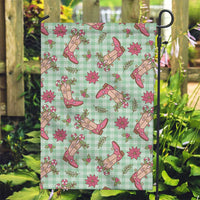 Green Paniolo Palaka Hawaiian Cowgirl Christmas Garden Flag - Polynesian Pride