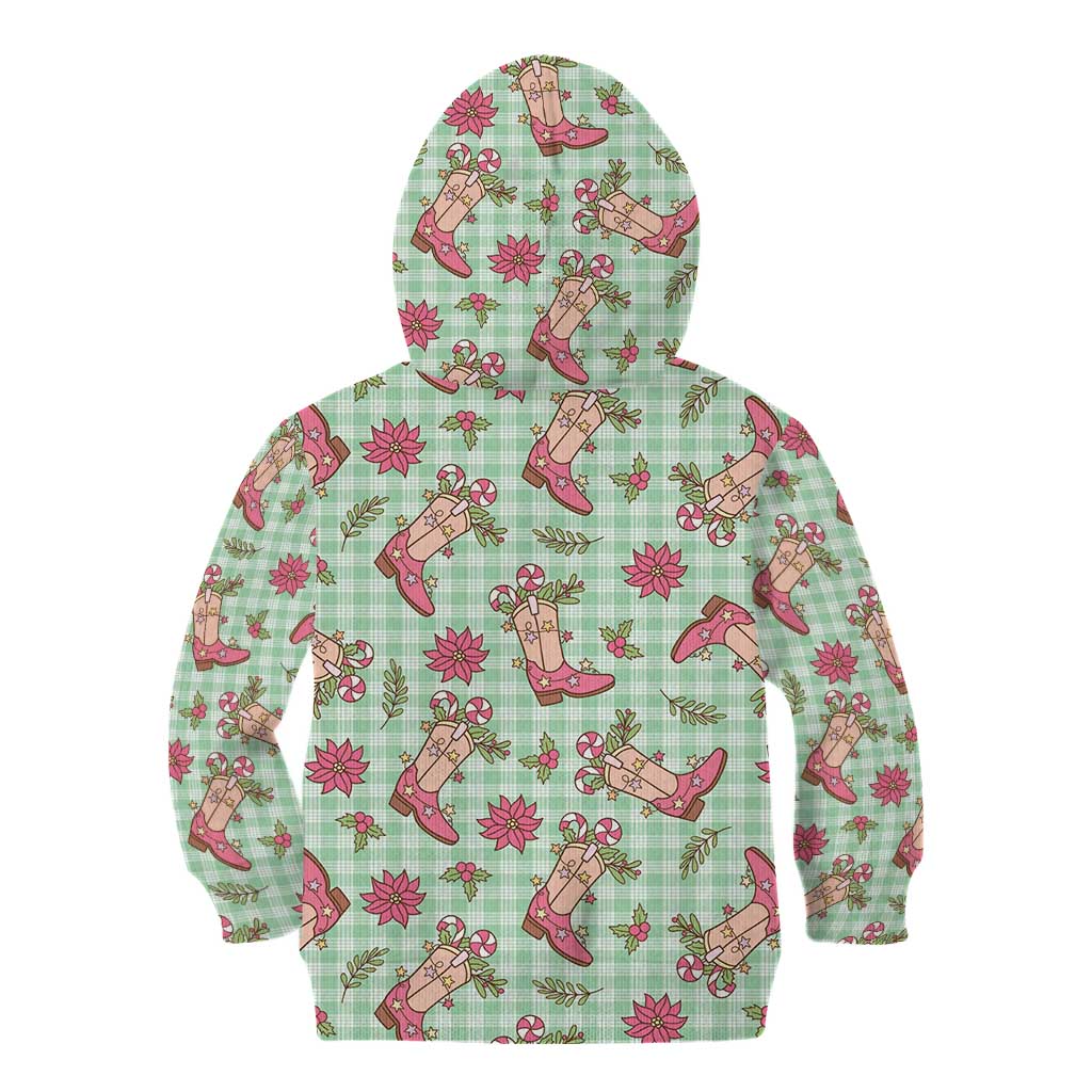 Green Paniolo Palaka Hawaiian Cowgirl Christmas Kid Hoodie LT9 - Polynesian Pride