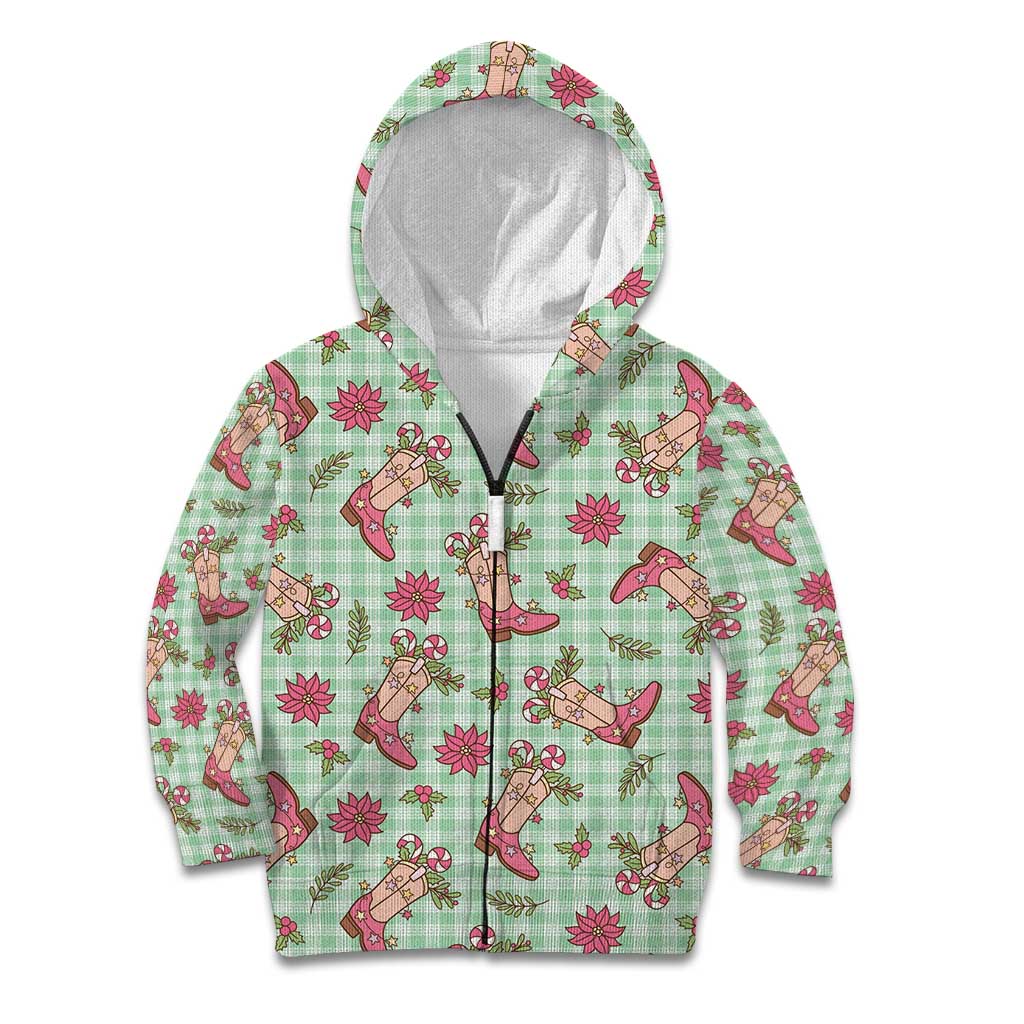 Green Paniolo Palaka Hawaiian Cowgirl Christmas Kid Hoodie LT9 Zip Hoodie Green - Polynesian Pride