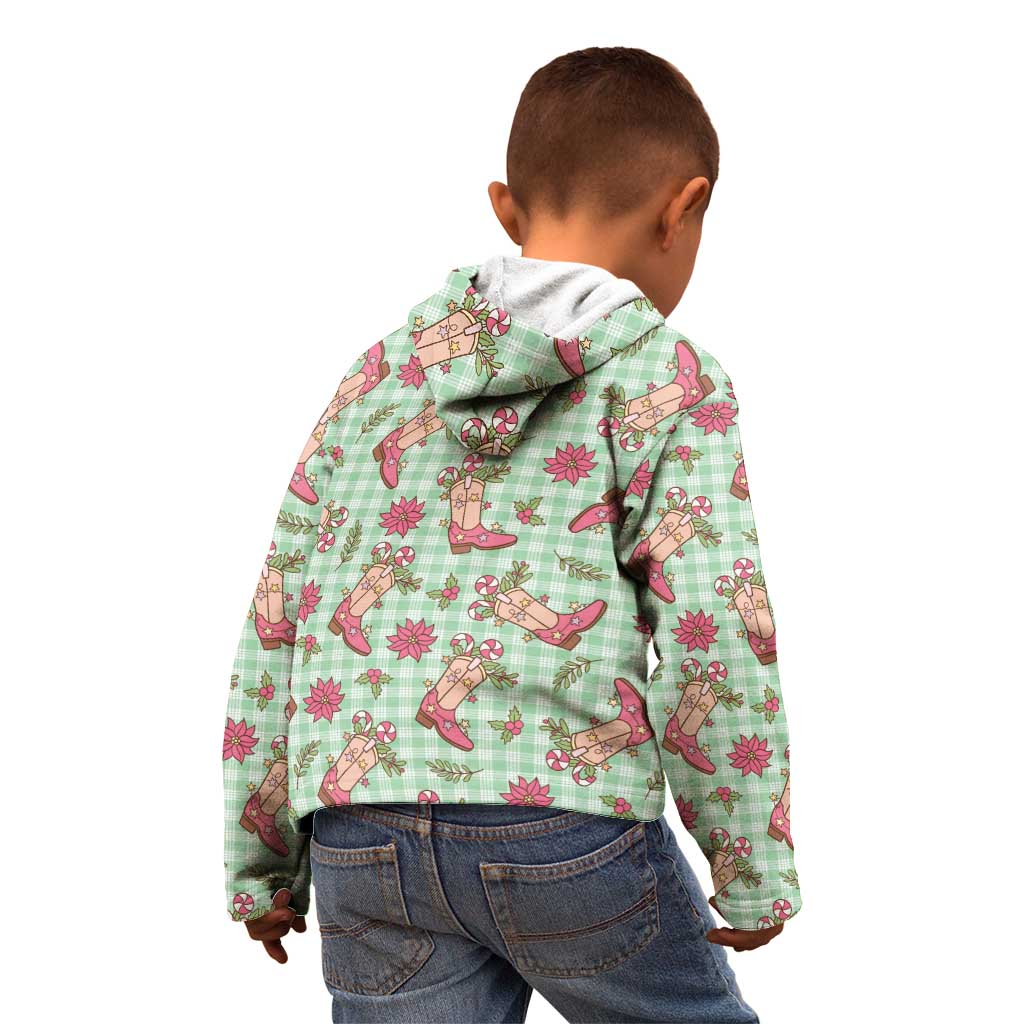 Green Paniolo Palaka Hawaiian Cowgirl Christmas Kid Hoodie LT9 - Polynesian Pride