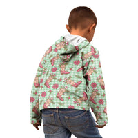 Green Paniolo Palaka Hawaiian Cowgirl Christmas Kid Hoodie LT9 - Polynesian Pride