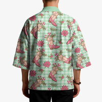 Green Paniolo Palaka Hawaiian Cowgirl Christmas Kimono - Polynesian Pride