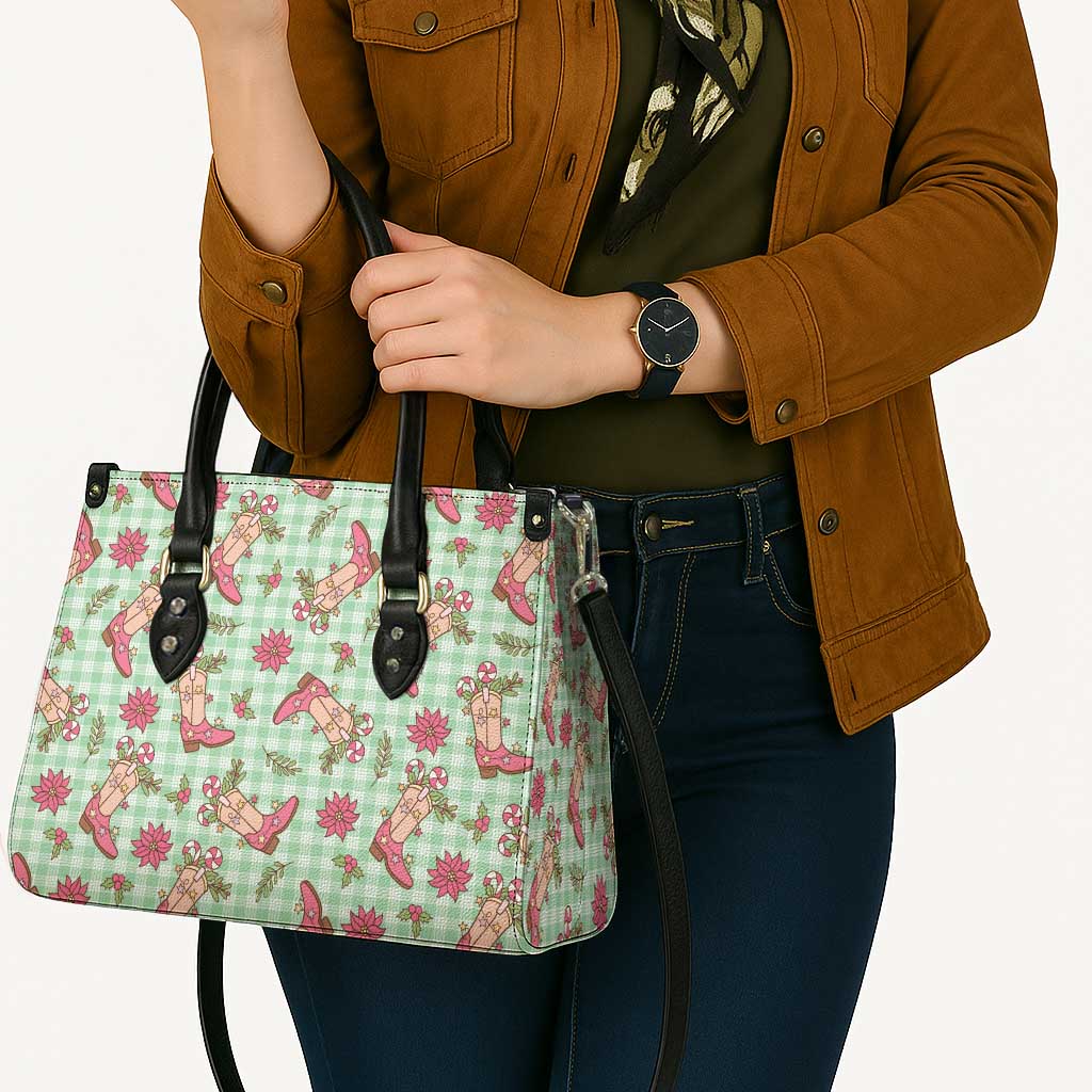 Green Paniolo Palaka Hawaiian Cowgirl Christmas Leather Bag - Polynesian Pride