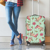 Green Paniolo Palaka Hawaiian Cowgirl Christmas Luggage Cover - Polynesian Pride