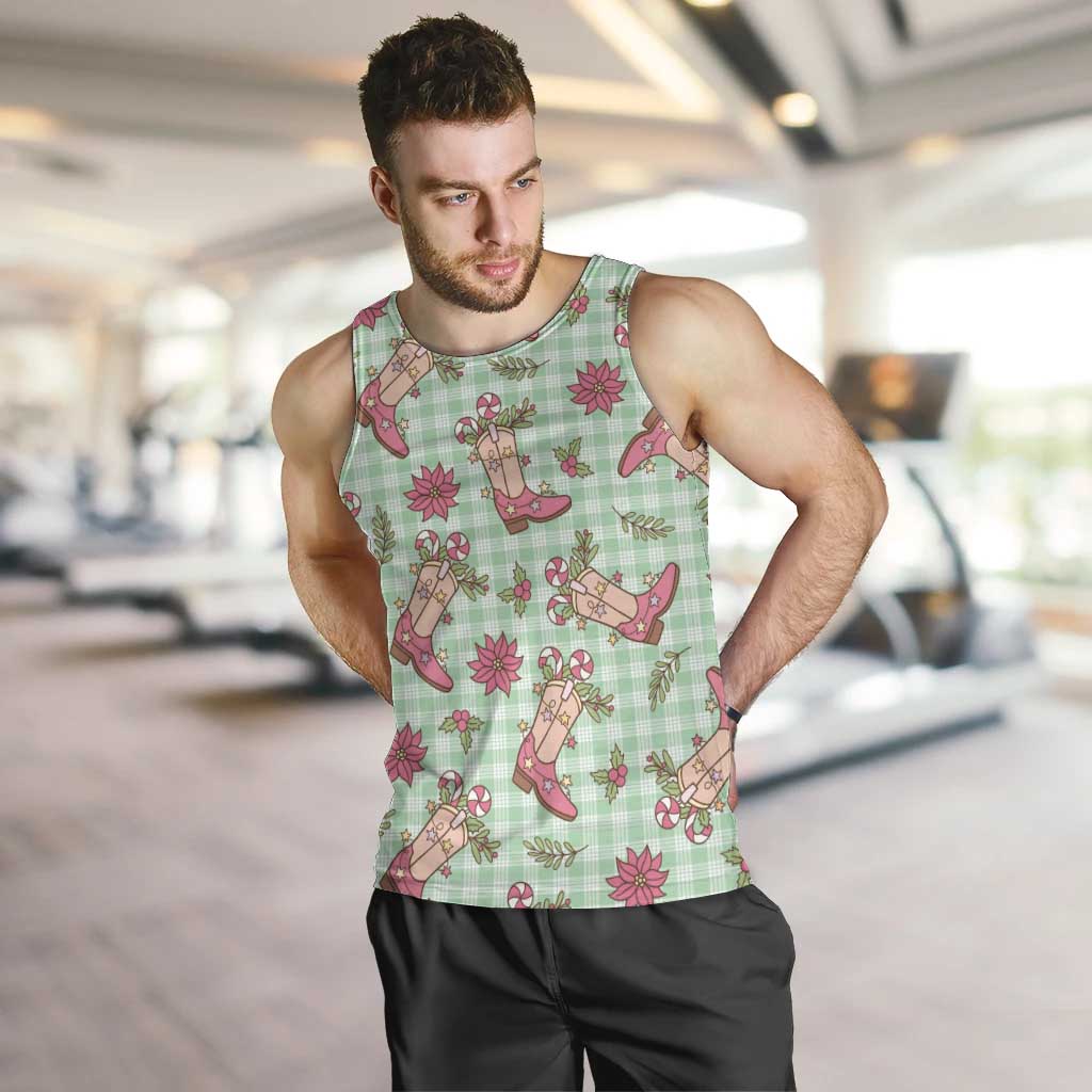 Green Paniolo Palaka Hawaiian Cowgirl Christmas Men Tank Top - Polynesian Pride