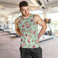 Green Paniolo Palaka Hawaiian Cowgirl Christmas Men Tank Top - Polynesian Pride