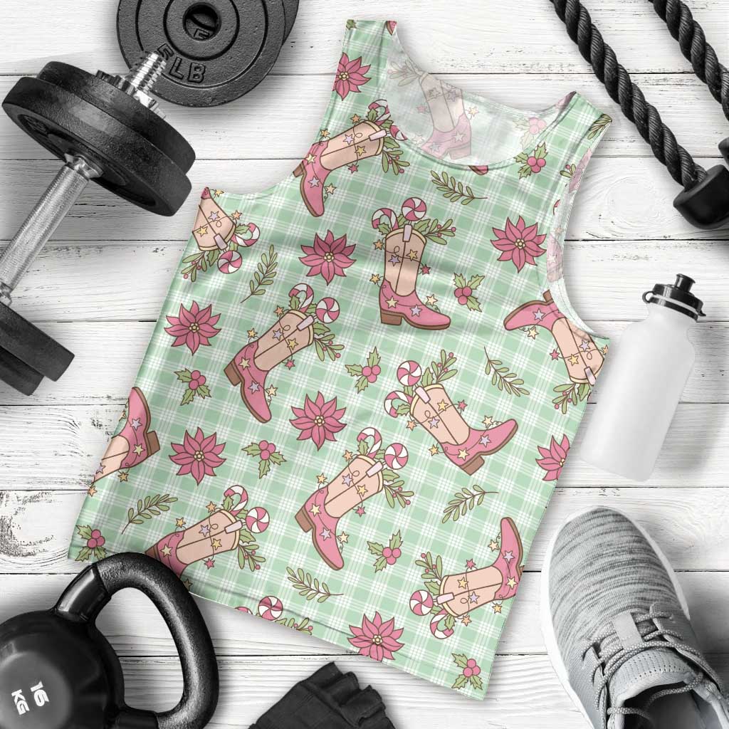 Green Paniolo Palaka Hawaiian Cowgirl Christmas Men Tank Top - Polynesian Pride