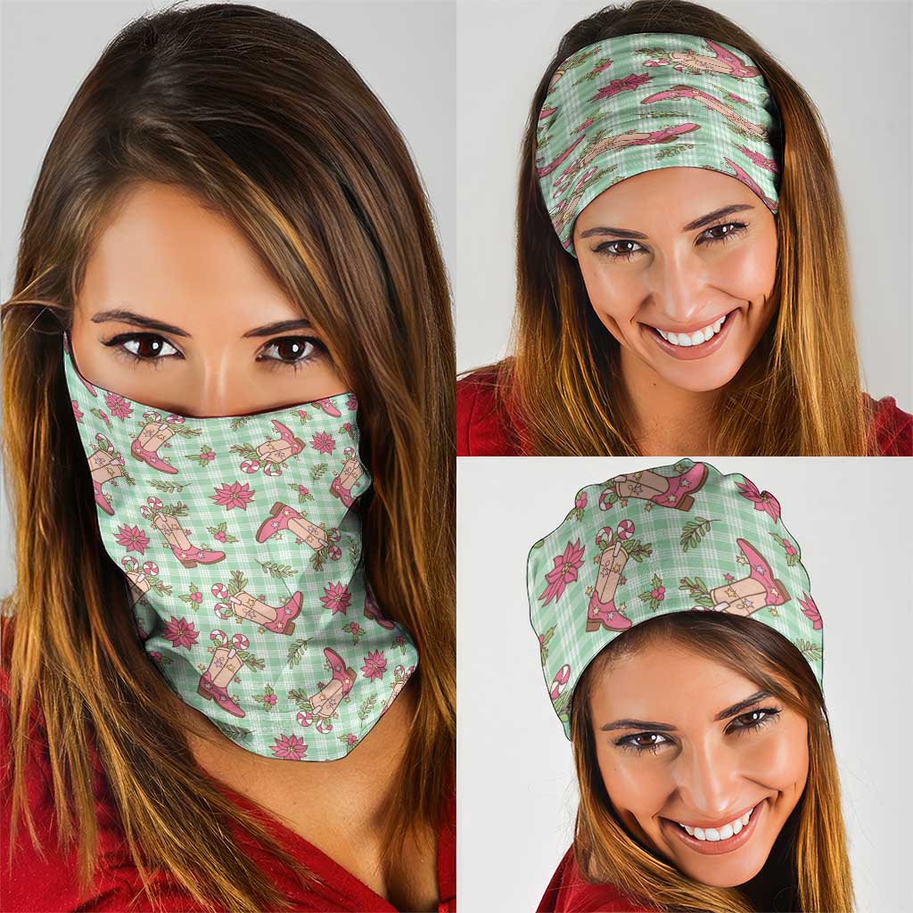 Green Paniolo Palaka Hawaiian Cowgirl Christmas Neck Gaiter - Polynesian Pride