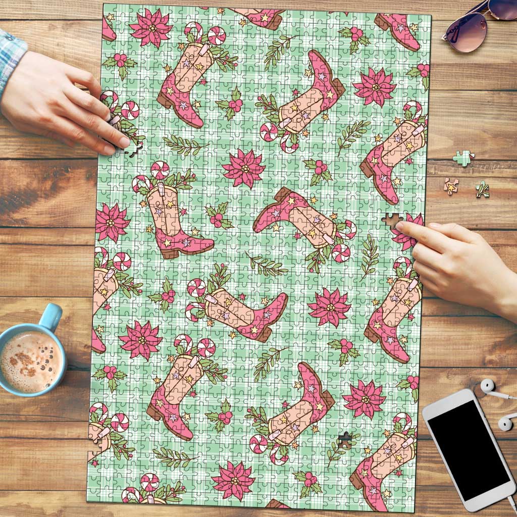 Green Paniolo Palaka Hawaiian Cowgirl Christmas Puzzle - Polynesian Pride