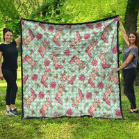 Green Paniolo Palaka Hawaiian Cowgirl Christmas Quilt LT9 - Polynesian Pride