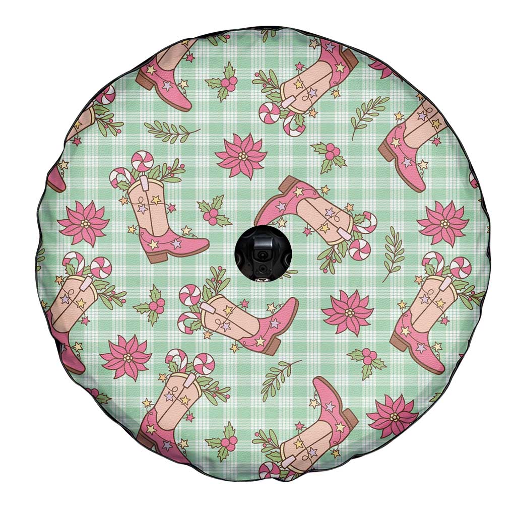 Green Paniolo Palaka Hawaiian Cowgirl Christmas Spare Tire Cover - Polynesian Pride
