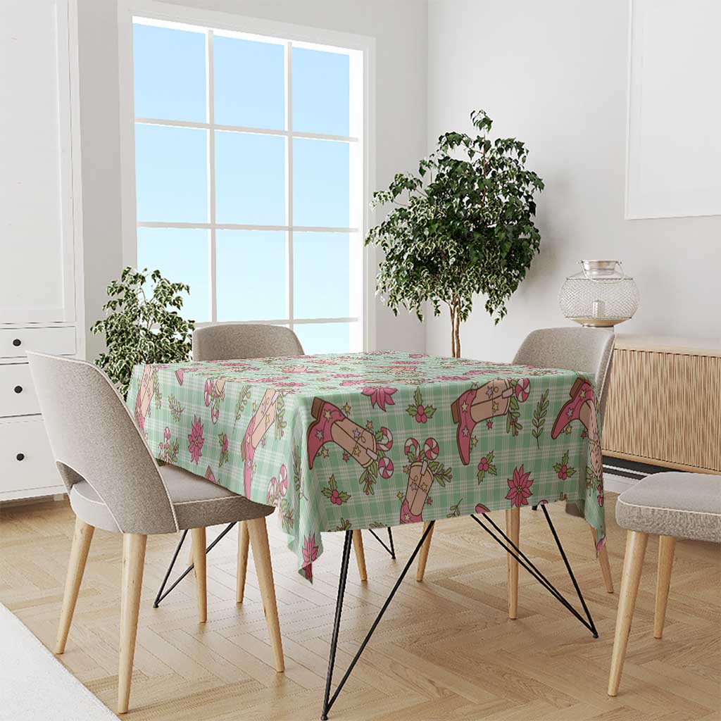 Green Paniolo Palaka Hawaiian Cowgirl Christmas Tablecloth - Polynesian Pride