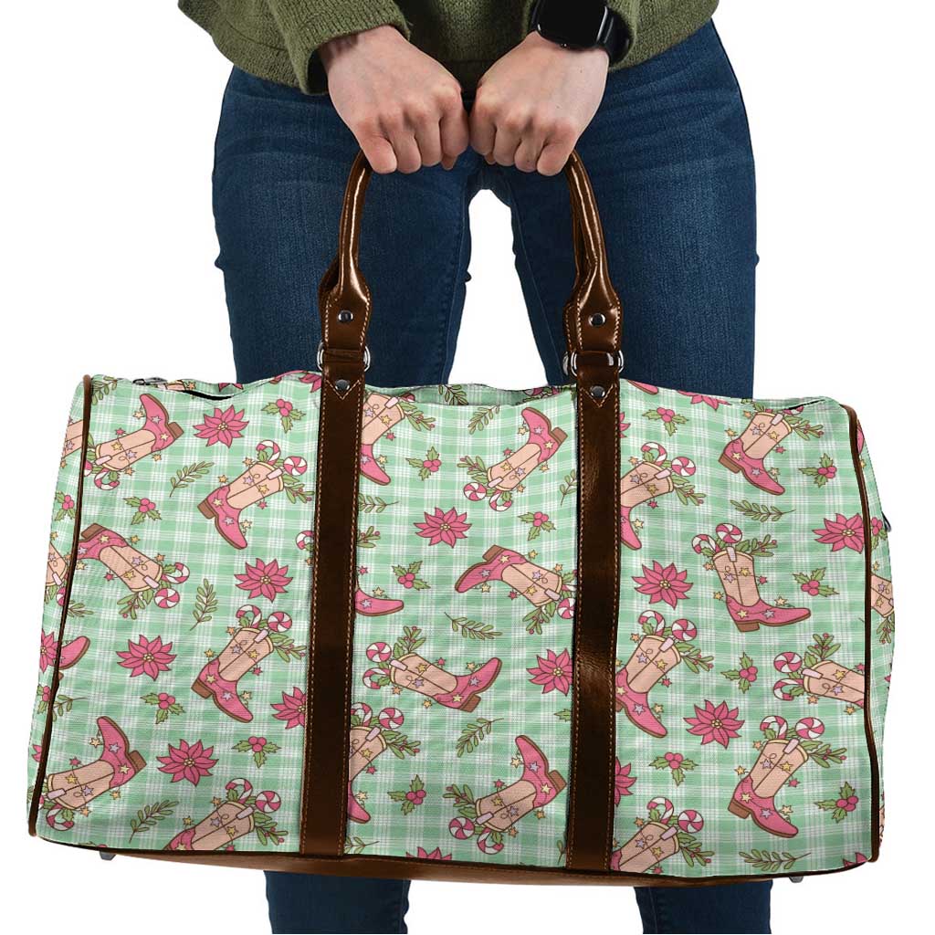 Green Paniolo Palaka Hawaiian Cowgirl Christmas Travel Bag - Polynesian Pride