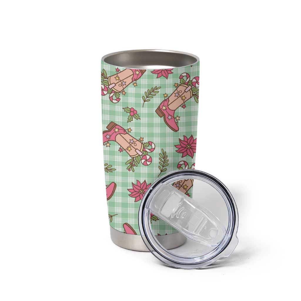Green Paniolo Palaka Hawaiian Cowgirl Christmas Tumbler Cup - Polynesian Pride