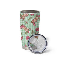 Green Paniolo Palaka Hawaiian Cowgirl Christmas Tumbler Cup - Polynesian Pride