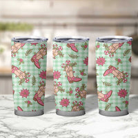Green Paniolo Palaka Hawaiian Cowgirl Christmas Tumbler Cup - Polynesian Pride