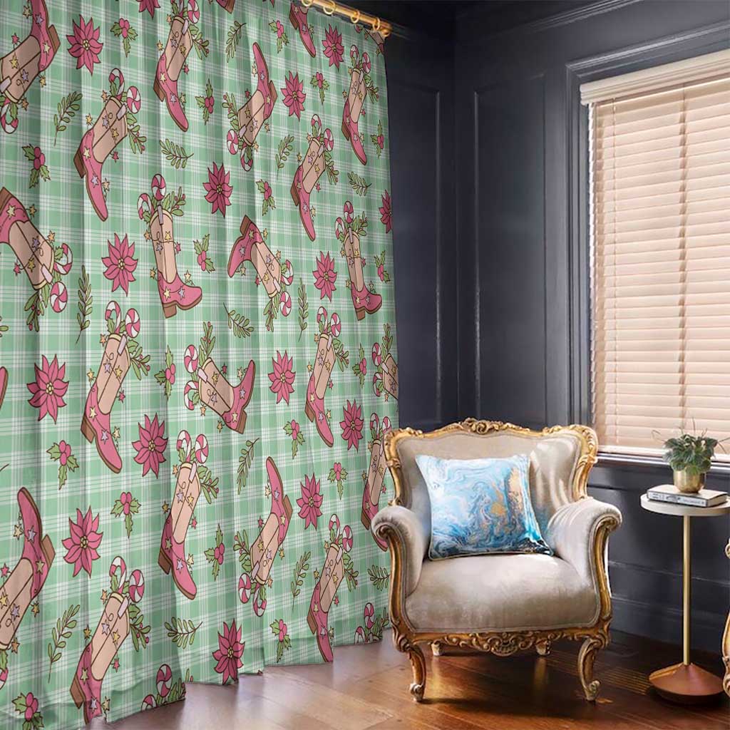 Green Paniolo Palaka Hawaiian Cowgirl Christmas Window Curtain - Polynesian Pride