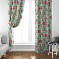 Green Paniolo Palaka Hawaiian Cowgirl Christmas Window Curtain - Polynesian Pride