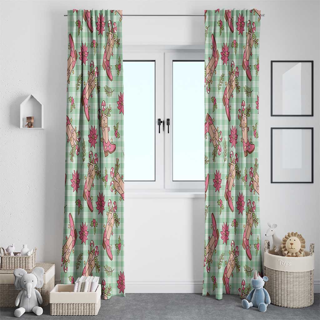 Green Paniolo Palaka Hawaiian Cowgirl Christmas Window Curtain - Polynesian Pride