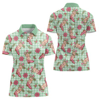 Green Paniolo Palaka Hawaiian Cowgirl Christmas Women Polo Shirt LT9 - Polynesian Pride