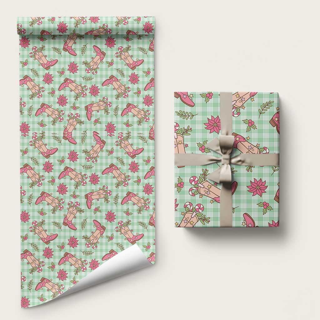 Green Paniolo Palaka Hawaiian Cowgirl Christmas Wrapping Paper - Polynesian Pride