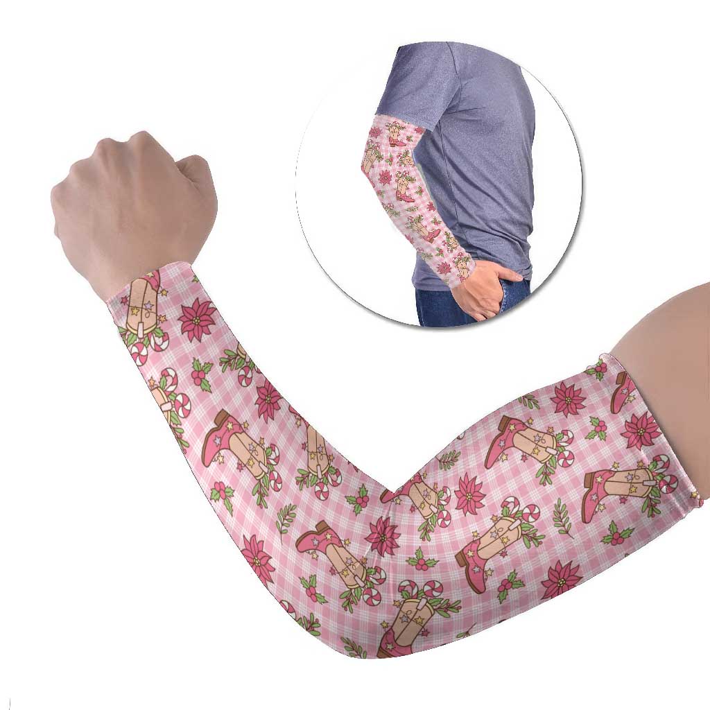 Pink Paniolo Palaka Hawaiian Cowgirl Christmas Arm Sleeves - Polynesian Pride