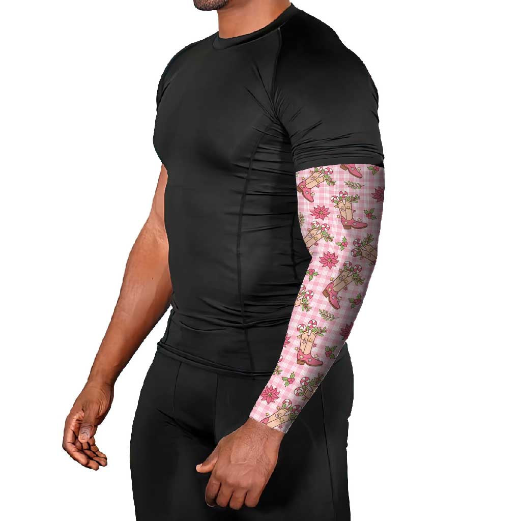Pink Paniolo Palaka Hawaiian Cowgirl Christmas Arm Sleeves - Polynesian Pride