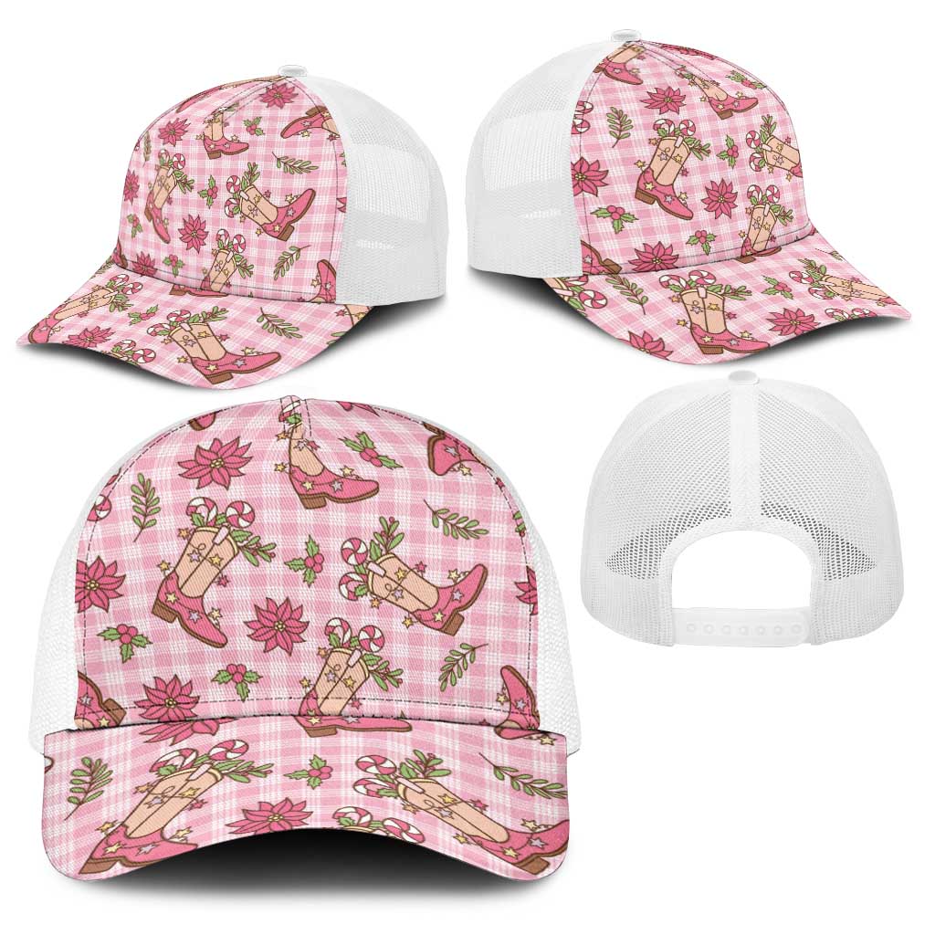 Pink Paniolo Palaka Hawaiian Cowgirl Christmas Baseball Net Cap - Polynesian Pride