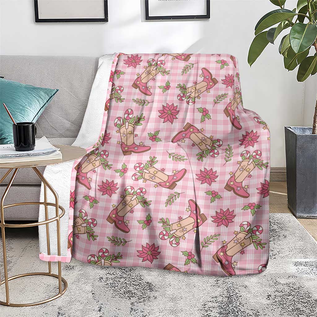 Pink Paniolo Palaka Hawaiian Cowgirl Christmas Blanket - Polynesian Pride