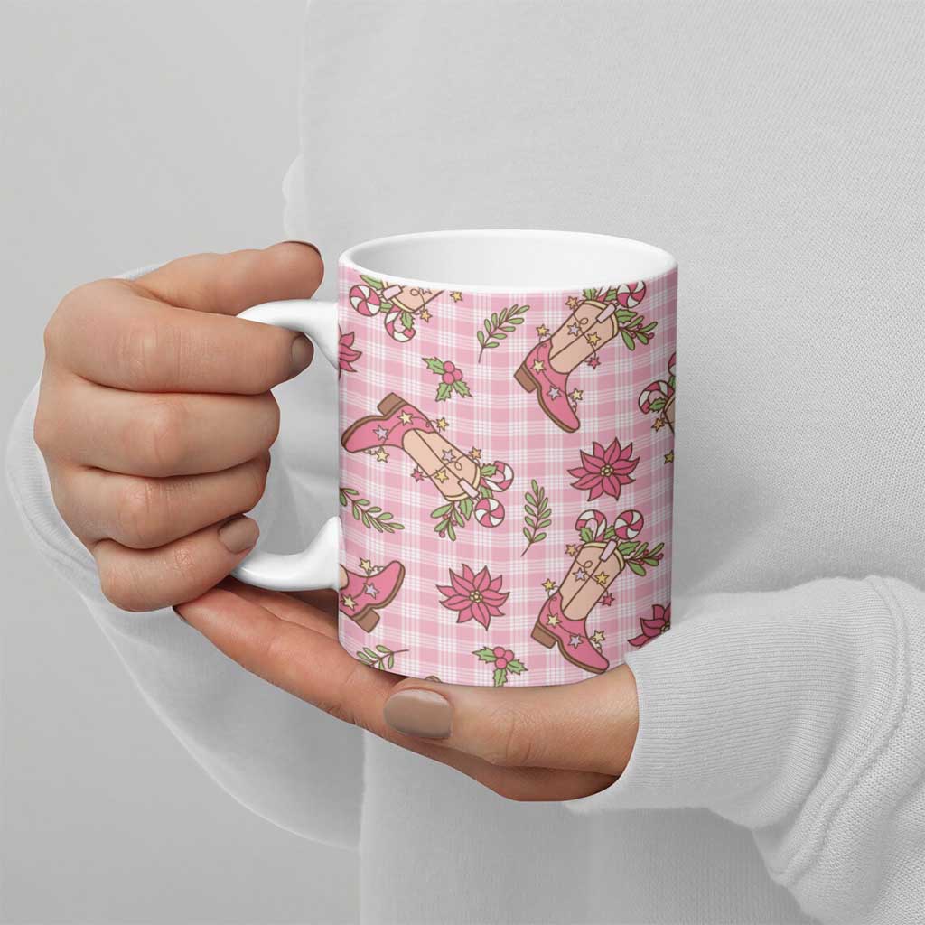 Pink Paniolo Palaka Hawaiian Cowgirl Christmas Ceramic Mug - Polynesian Pride