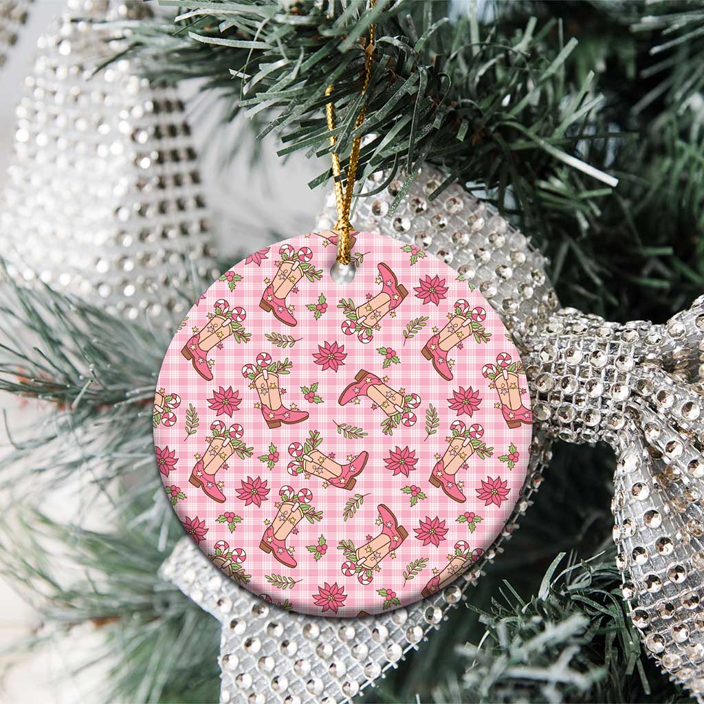 Pink Paniolo Palaka Hawaiian Cowgirl Christmas Ceramic Ornament LT9 - Polynesian Pride