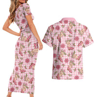 Pink Paniolo Palaka Hawaiian Cowgirl Christmas Couples Matching Short Sleeve Bodycon Dress and Hawaiian Shirt LT9 - Polynesian Pride