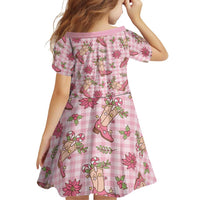 Pink Paniolo Palaka Hawaiian Cowgirl Christmas Family Matching Off Shoulder Short Dress and Hawaiian Shirt LT9 - Polynesian Pride