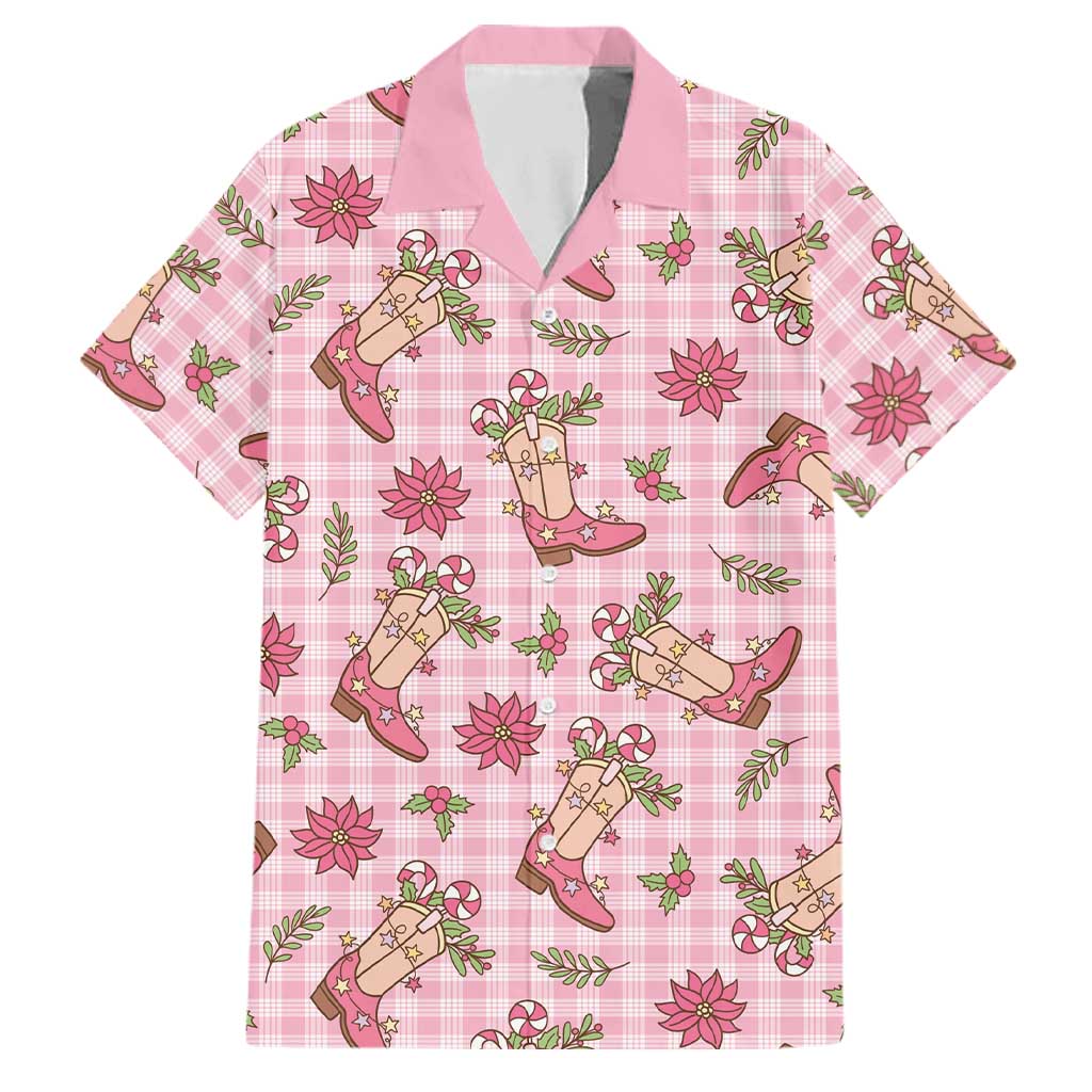 Pink Paniolo Palaka Hawaiian Cowgirl Christmas Family Matching Short Sleeve Bodycon Dress and Hawaiian Shirt LT9 Dad's Shirt - Short Sleeve Pink - Polynesian Pride