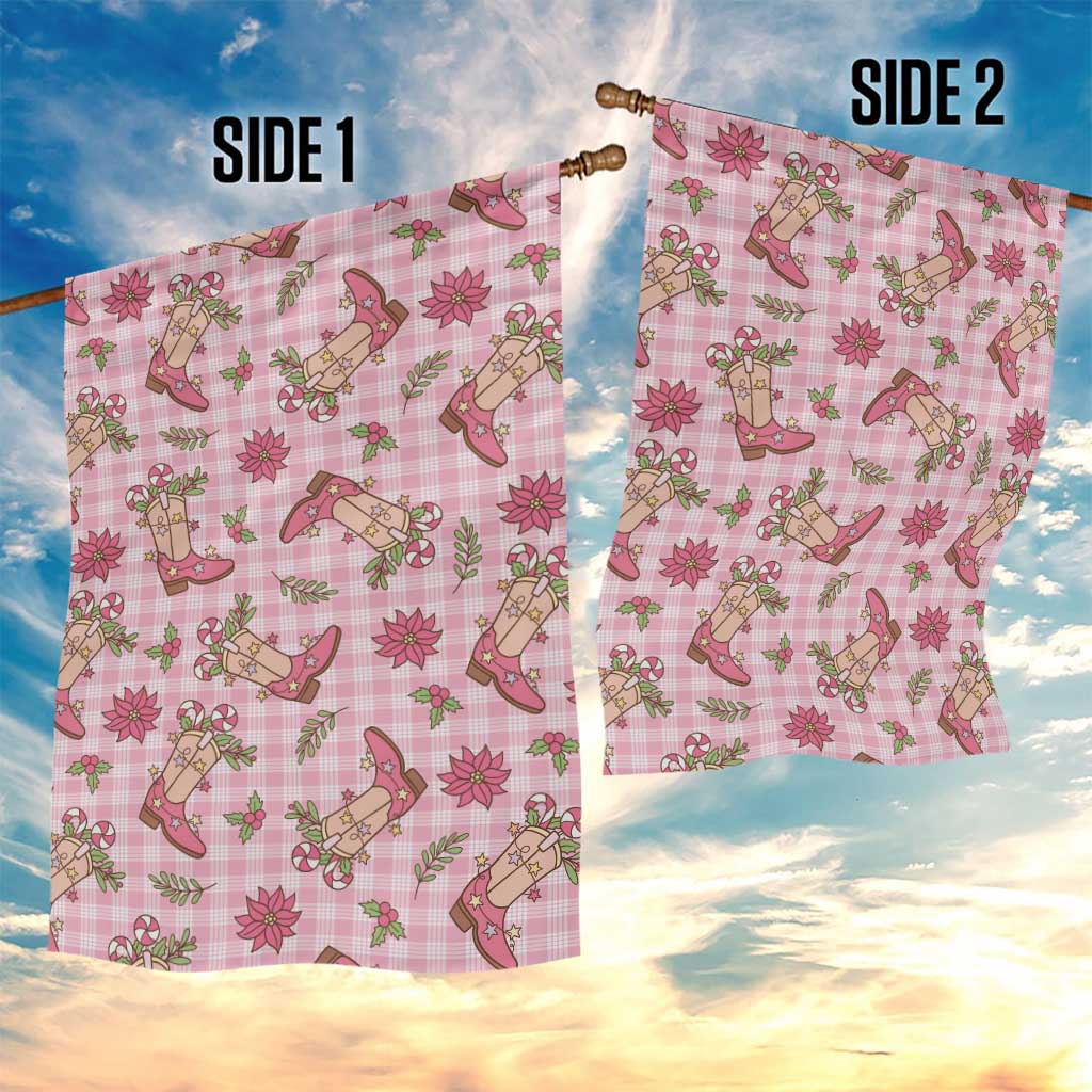 Pink Paniolo Palaka Hawaiian Cowgirl Christmas Garden Flag - Polynesian Pride