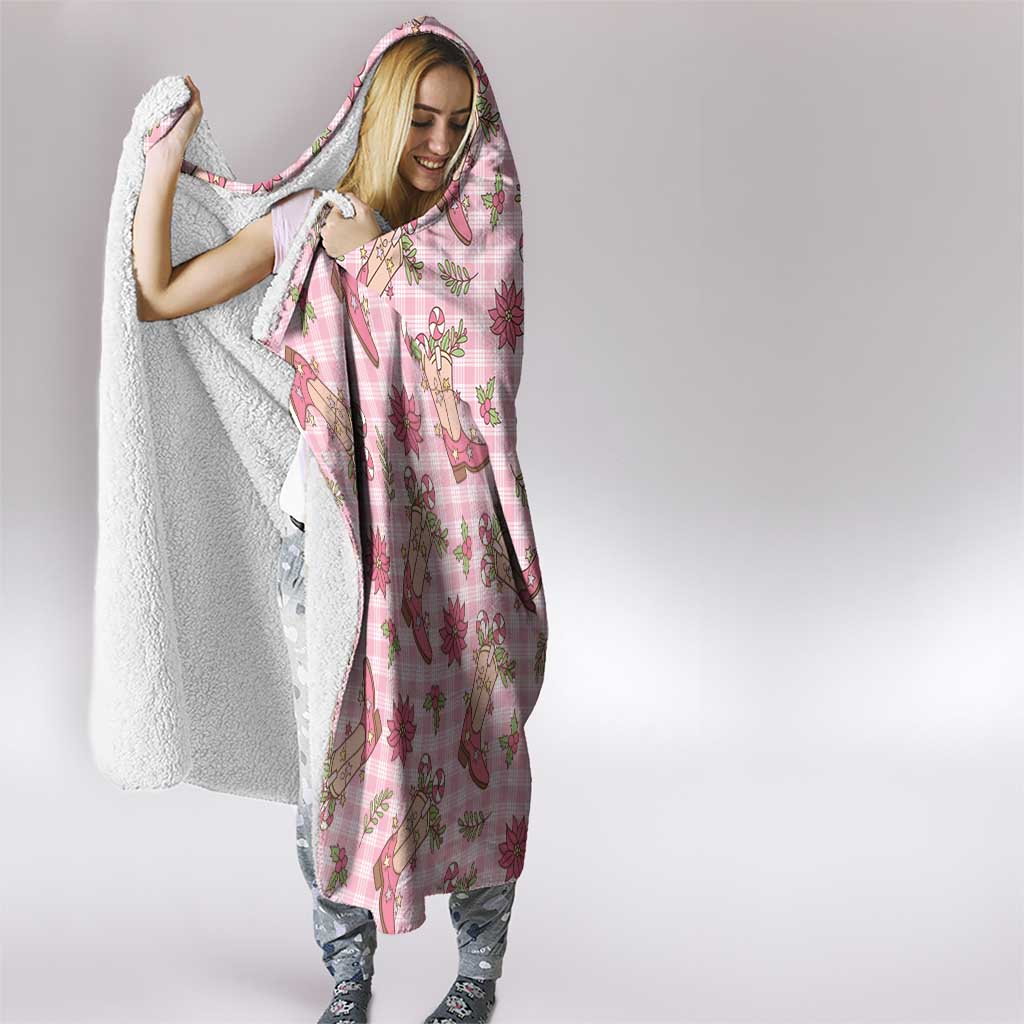 Pink Paniolo Palaka Hawaiian Cowgirl Christmas Hooded Blanket - Polynesian Pride