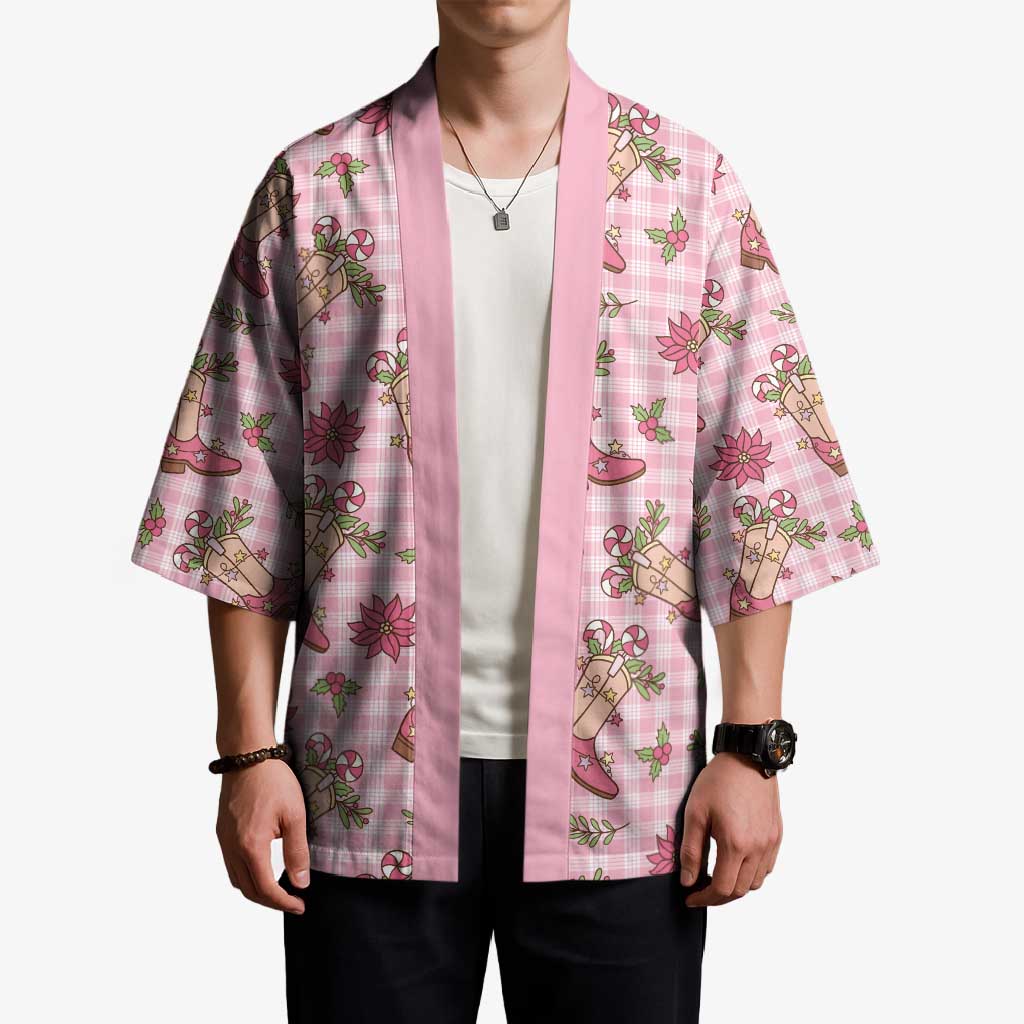 Pink Paniolo Palaka Hawaiian Cowgirl Christmas Kimono - Polynesian Pride