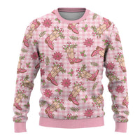 Pink Paniolo Palaka Hawaiian Cowgirl Christmas Ugly Christmas Sweater LT9 - Polynesian Pride