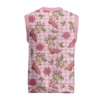 Pink Paniolo Palaka Hawaiian Cowgirl Christmas Knitted V-Neck Vest - Polynesian Pride