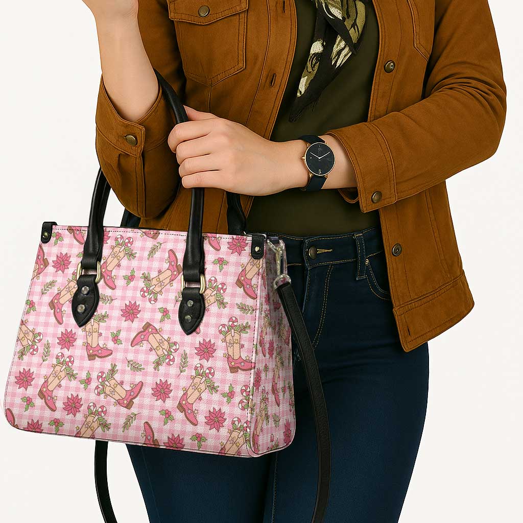 Pink Paniolo Palaka Hawaiian Cowgirl Christmas Leather Bag - Polynesian Pride