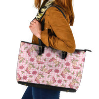Pink Paniolo Palaka Hawaiian Cowgirl Christmas Leather Tote Bag - Polynesian Pride