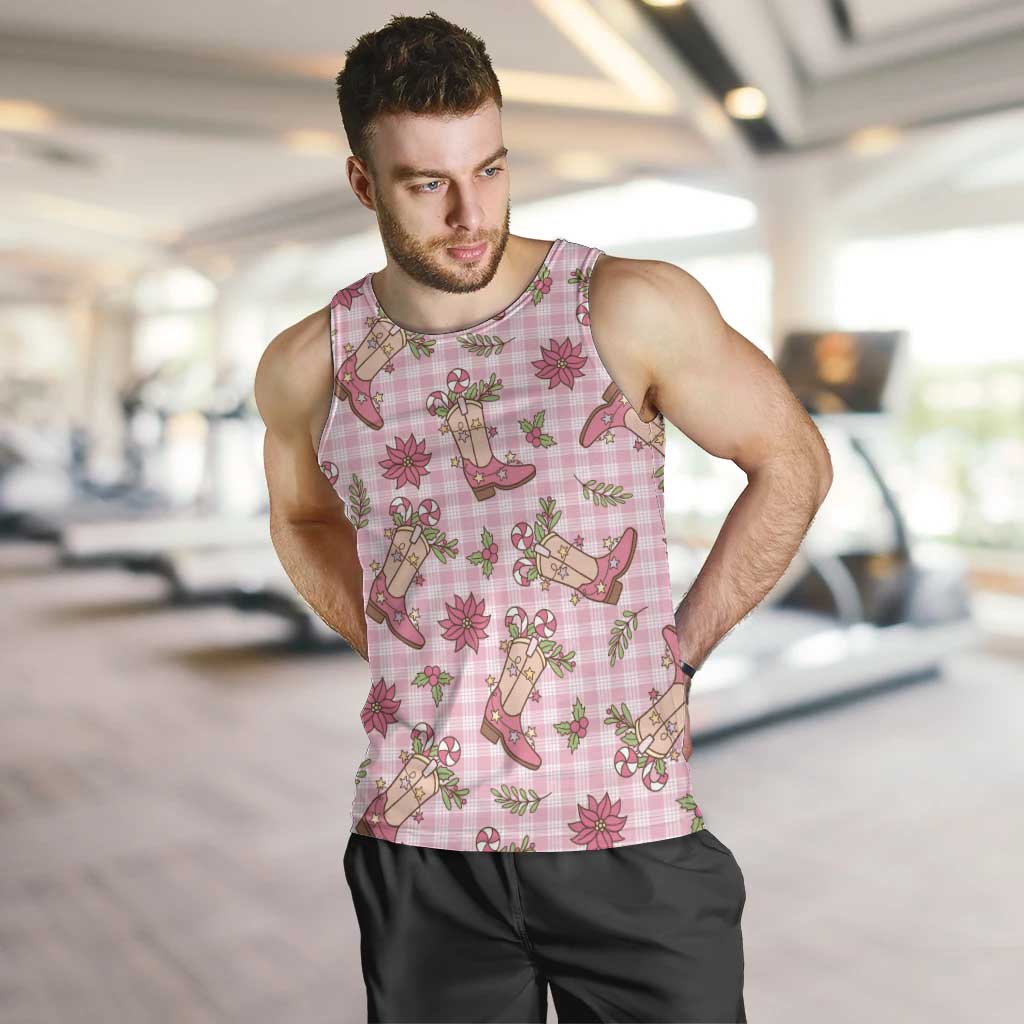Pink Paniolo Palaka Hawaiian Cowgirl Christmas Men Tank Top - Polynesian Pride