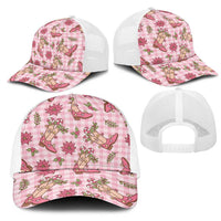 Pink Paniolo Palaka Hawaiian Cowgirl Christmas Mesh Trucker Cap - Polynesian Pride