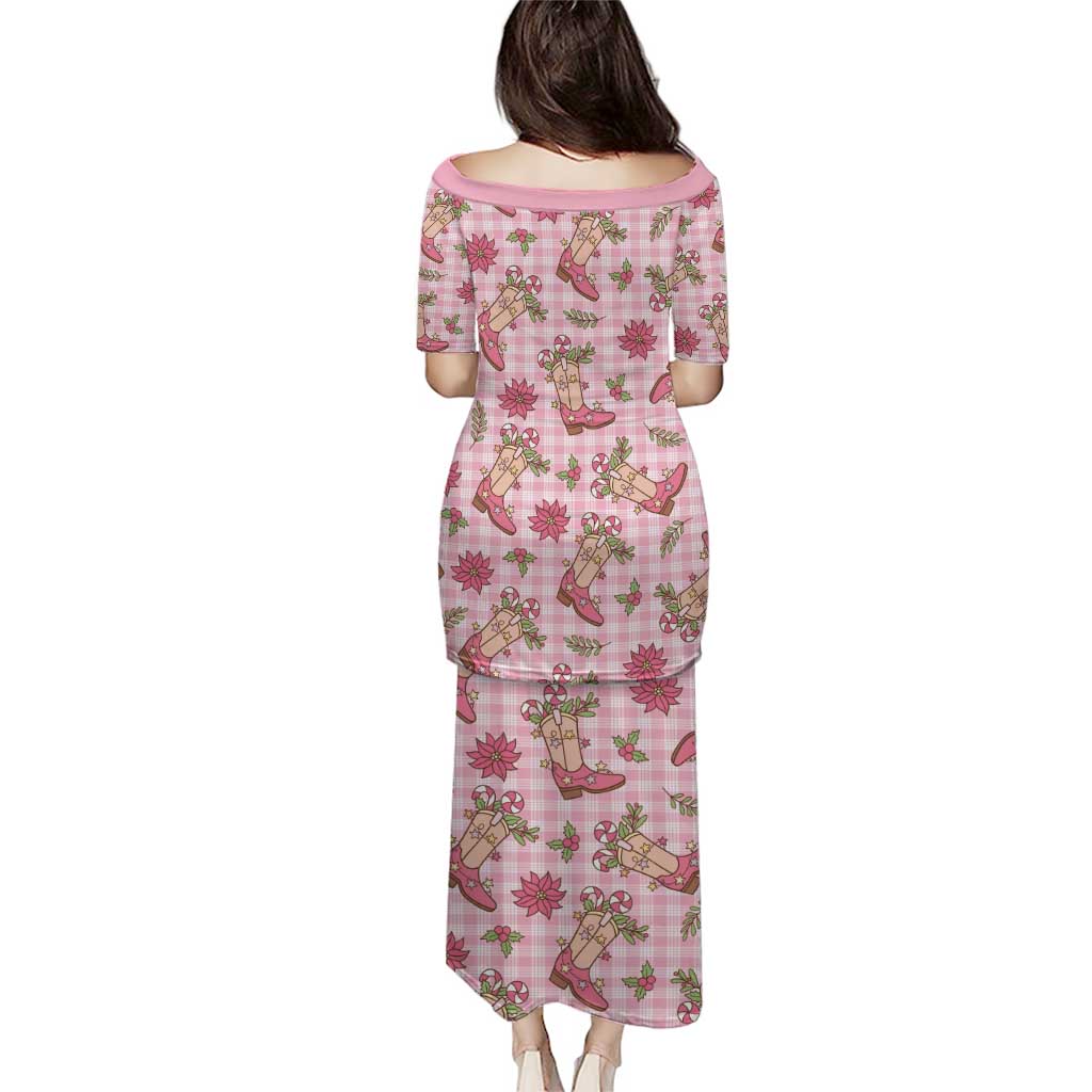 Pink Paniolo Palaka Hawaiian Cowgirl Christmas Puletasi - Polynesian Pride